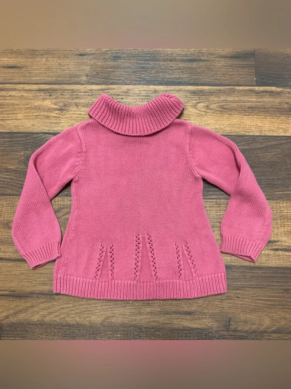 Baby Gap knit cowl neck pullover Pink sweater Toddler Girls Sz 3 100% Cotton